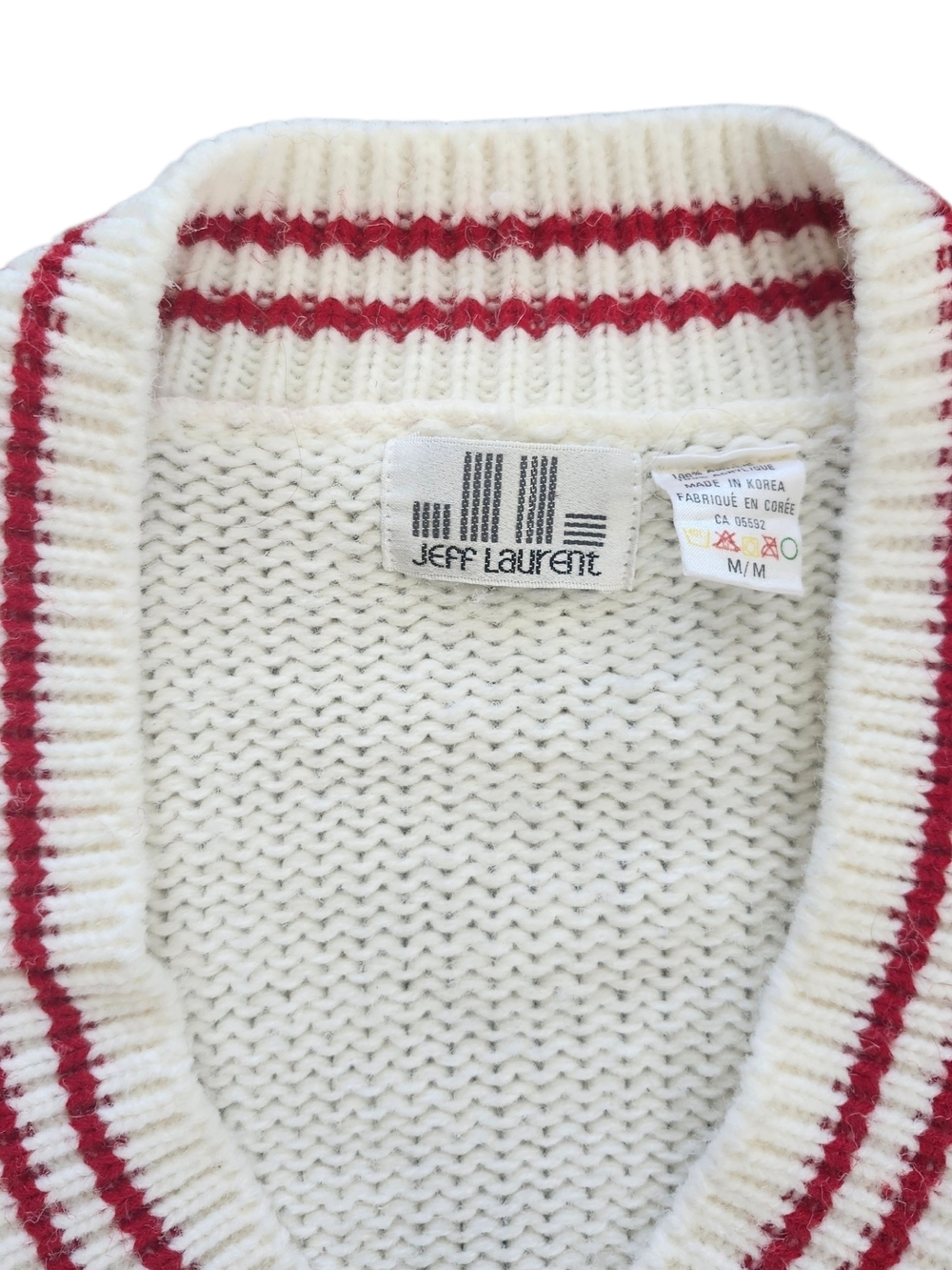 Vintage Nordic Fair Isle Sweater Red Cream Chunky Knit Ski Après Pullover Womens - Picture 5 of 8